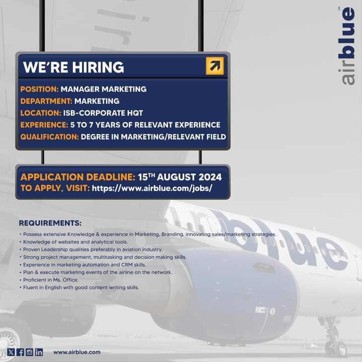 Airblue Cabin Crew Jobs 2024 Advertisement