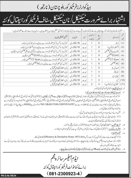 FC Balochistan Jobs 2024 Advertisement