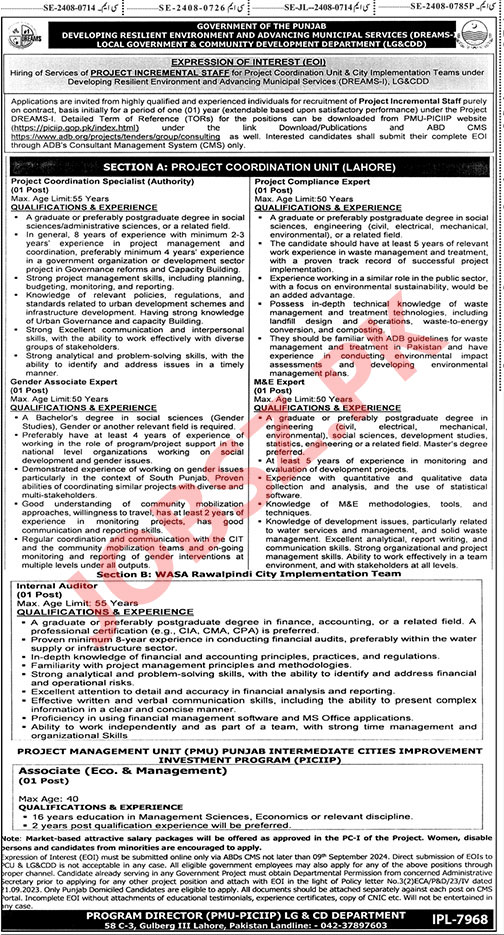 Local Government Punjab Jobs 2024 Advertisement 