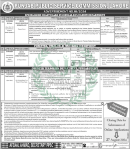 The Latest PPSC Jobs August Advertisement 2024 Ad No. 15 / 2024