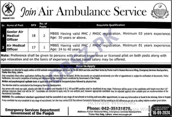 Air Ambulance Jobs 2024 Advertisement 